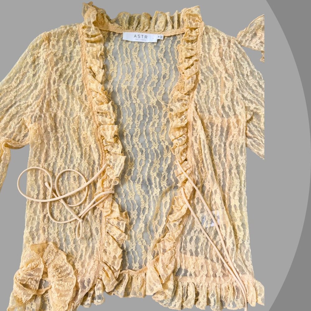 ASTR Ruffled Lace Tie Top, XS - Picture 2 of 2